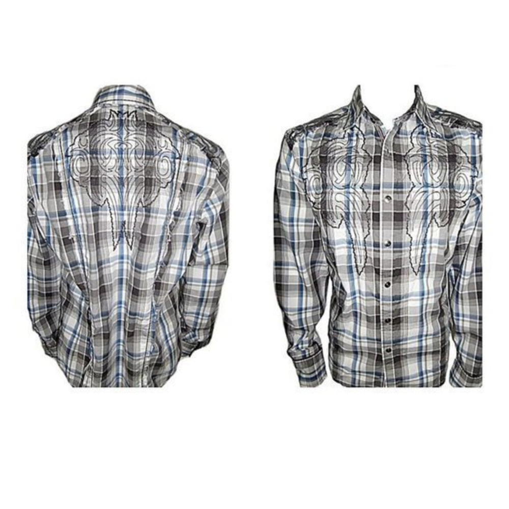 House Of Lords Shirt Mens Couture XL Button Up HLS 3019 Blue‎ Gray Rare Luxury